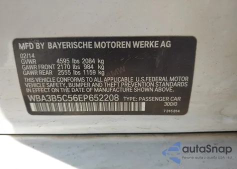 2014 BMW 328I xDrive из США, поврежденный, VIN WBA3B5C56EP652208